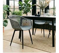Lot de 4 chaises de salle à manger ou cuisine MADEIRA en plastique gris anthracite