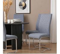 IDIMEX Lot de 4 chaises de Salle à Manger ou de Cuisine ALADINO au Design Moderne avec Assise rembourrée et piétement en métal chromé, revêtement en Tissu Gris