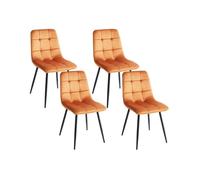 Lot de 4 chaises de salle à manger POWELL Velours Orange