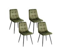 Lot de 4 chaises de salle à manger POWELL Velours Vert olive