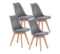 Lot de 4 chaises de salle à manger rembourrés coloris gris - Longueur 48 x Largeur 54 x Hauteur 84 cm