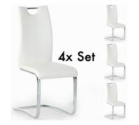 IDIMEX Lot de 4 chaises de Salle à Manger SABA avec poignée intégrée et piétement chromé, revêtement en synthétique Blanc