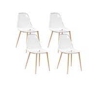 Beliani Lot de 4 Chaises de Salle à Manger Moderne Minimaliste sans Accoudoirs Assise en Plastique Transparentes Takilma