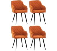 Lot de 4 chaises de salle à manger Shila - CLP - Design Retro - Orange-Tissu - Avec accoudoirs - Métal noir