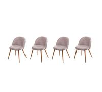 Lot de 4 chaises de salle a manger tissu velours gris brun pieds en bois style retro CDS04517
