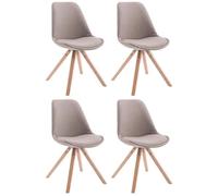 CLP Chaises de salle à manger Toulouse – tissu, piètement bois, design scandinave – Lot de 4 Taupe