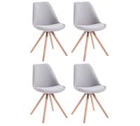 Lot de 4 Chaises de Salle à Manger Toulouse en Tissu avec Piètement en Bois , Gris-Nature