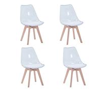 Lot de 4 chaises de salle à manger transparentes de style nordique pour salon, salle à manger et salle de réception (PU) blanc - Design moderne et élégant