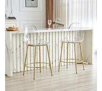 Lot de 4 chaises de salle à manger transparentes modernes avec pieds en métal, chaises de cuisine en plastique, faciles d'entretien, tabourets de bar stables jusqu'à 120 kg, chaises design pour salon