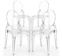 Lot de 4 chaises de salle à manger transparentes - Style Victoria Transparent