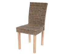 Mendler Ensemble de 4 chaises Littau en rotin Kubu pour salle à manger 56 x 43 x 89 cm