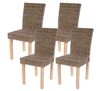 Lot de 4 chaises de séjour Littau chaise en osier, rotin kubu Multicolore
