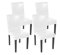 Lot de 4 chaises de séjour Littau cuir reconstitué, blanc, pieds foncés