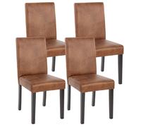 Mendler - Lot de 4 chaises de séjour Littau - Simili-cuir aspect daim marron, pieds foncés