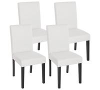 Lot de 4 chaises de séjour Littau simili-cuir, blanc mat, pieds foncés