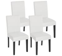 Lot de 4 chaises de séjour Littau simili-cuir, blanc mat, pieds foncés