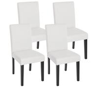 Lot de 4 chaises de séjour Littau ~ simili-cuir, blanc mat, pieds foncés