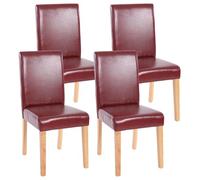 Mendler Lot 4 chaises séjour Littau simili-cuir brun rouge