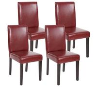 Lot de 4 chaises de séjour Littau ~ simili-cuir, brun rouge, pieds foncés
