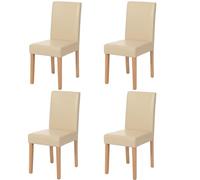 Lot de 4 chaises de séjour Littau - simili-cuir, crème, pieds clairs