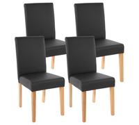 Lot de 4 chaises de séjour Littau simili-cuir, noir mat, pieds clairs