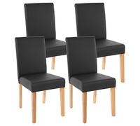 Lot de 4 chaises de séjour Littau - simili-cuir, noir mat, pieds clairs