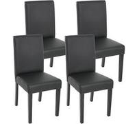Mendler Chaises de séjour Littau – simili-cuir, noir mat, pieds foncés – Lot de 4