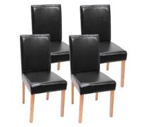 Lot de 4 chaises de séjour Littau simili-cuir, noir, pieds clairs