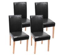Lot de 4 chaises de séjour Littau ~ simili-cuir, noir, pieds clairs