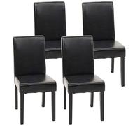 Mendler - Chaises de séjour Littau - simili-cuir noir, pieds foncés, H. 90 cm - Lot de 4