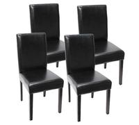 Mendler - Chaises de séjour Littau - simili-cuir noir, pieds foncés, H. 90 cm - Lot de 4