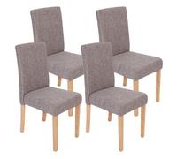 Mendler – Lot de 4 chaises de séjour Littau – Tissu gris, pieds clairs