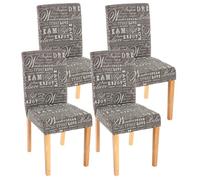Mendler – Lot de 4 chaises de séjour Littau – Tissu gris Words Fabric – Pieds clairs