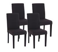 Lot de 4 chaises de séjour Littau tissu noir gris, pieds foncés