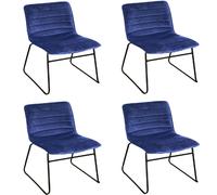 Lot de 4 Chaises de table design velours Brooklyn - Bleu