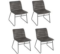 Lot de 4 Chaises de table design velours Brooklyn - Gris