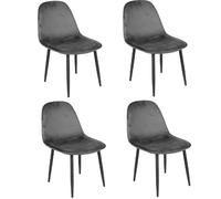 Lot de 4 Chaises de table design velours Inoui - Gris