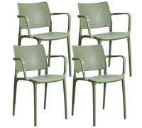 Lot de 4 chaises de terrasse en plastique vert cactus Riga - Oviala