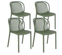 Lot de 4 chaises de terrasse en plastique vert olive Copenhague - Oviala