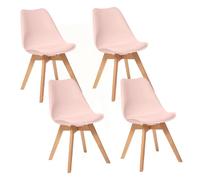 Lot de 4 chaises design scandinave BAYA - Rose poudré