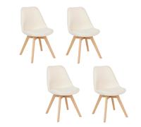 Lot de 4 chaises design scandinave en bouclette - Blanc