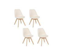 - Lot de 4 chaises design scandinave en bouclette - Blanc - BAYA