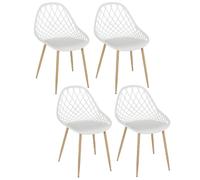 Lot De 4 Chaises D'extérieur Malaga En Polypropylène - Blanc Blanc