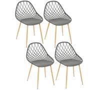Lot de 4 chaises d'extérieur Malaga en polypropylène - Gris