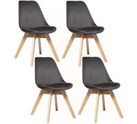 Lot de 4 Chaises effet velours Baya - Gris