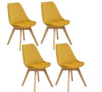 Lot de 4 Chaises effet velours Baya - Ocre