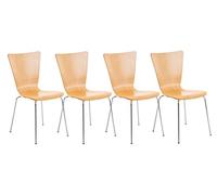 Lot de 4 Chaises Empilables Aaron I Chaises Visiteur en Bois Dossier Siège Ergonomique et Confortable I Hauteur Assise 45 cm I Couleur:, Couleur:Nature