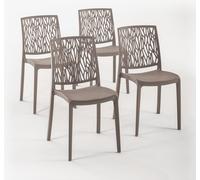 lot de 4 chaises empilables en polypropylène avec fibre de verre pour l'extérieur et le jardin, bar et restaurant, cuisine design moderne - LISA - Gris pigeon