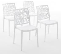 lot de 4 chaises empilables en polypropylène avec fibre de verre pour l'extérieur et le jardin, bar et restaurant, cuisine design moderne - LISA - Blanc