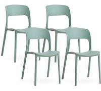 lot de 4 chaises empilables en polypropylène avec fibre de verre pour l'extérieur et l'intérieur, jardin, bar et restaurant - design moderne et robuste - BARBARA - Sauge